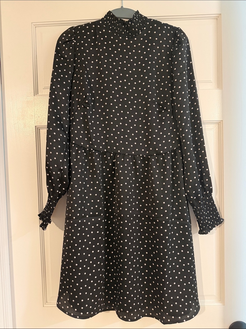 LOFT Black Dress with White Polka Dots